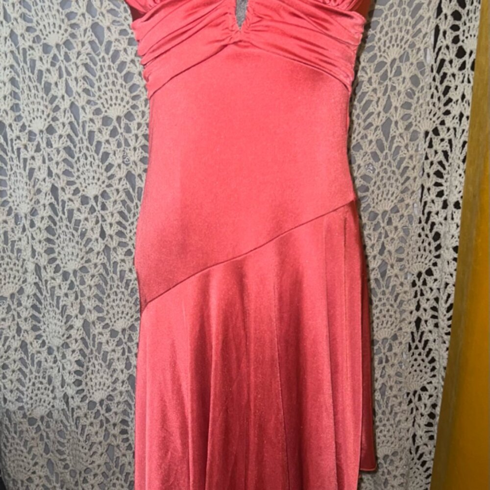 Charlotte Russe Women Small Peach Halter V-neck Knee Length Cocktail‎ Dress